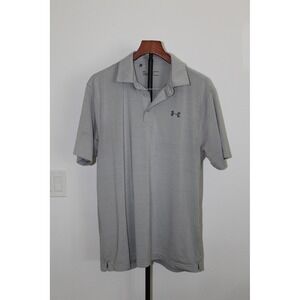 Under Armour Men's HeatGear Loose Fit Short Sleeve Textured Polo Shirt Grey LG
